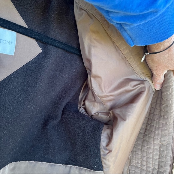 Worthington, black and tan quilted car coat zip up with hood size: small - Picture 7 of 14